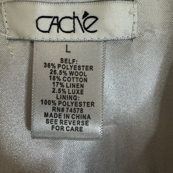 Cache Size Large Y2K Metalic Silver Gray Boucle Wool Blend Tweed Blazer Fringe - Picture 7 of 11